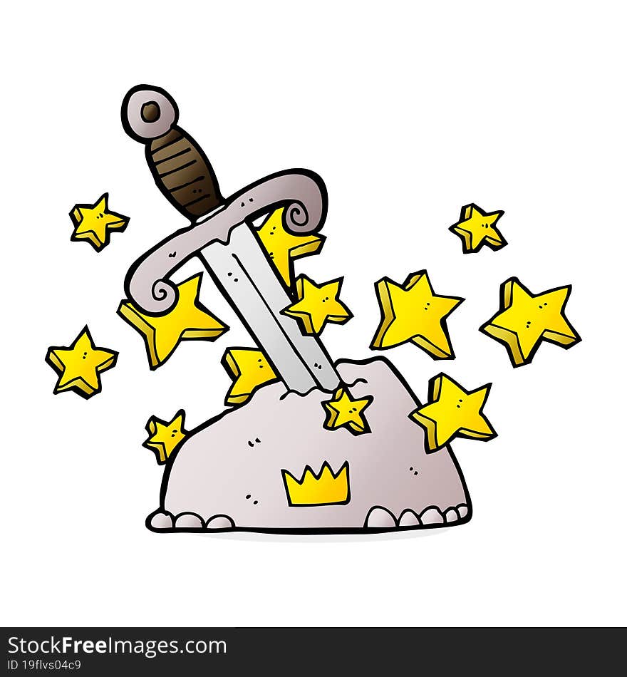 cartoon magical sword in stone