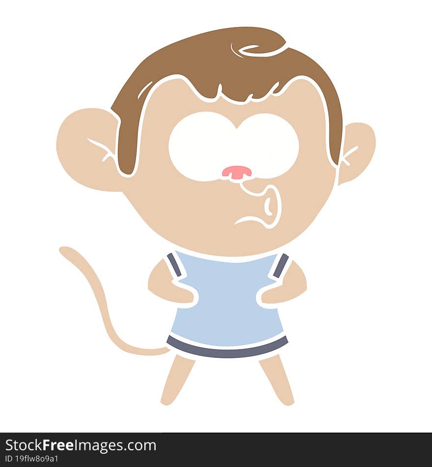 flat color style cartoon surprised monkey