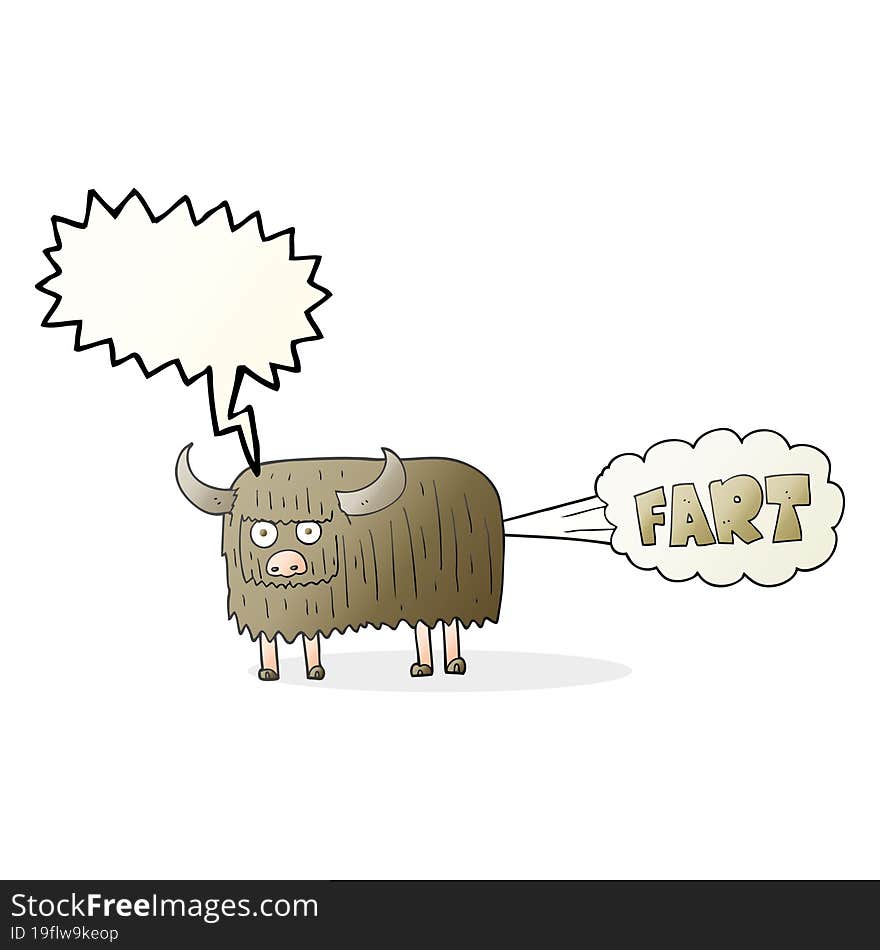 Speech Bubble Cartoon Hairy Cow Farting