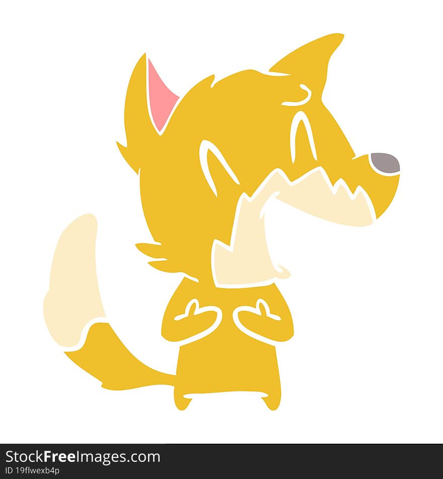 Laughing Fox Flat Color Style Cartoon