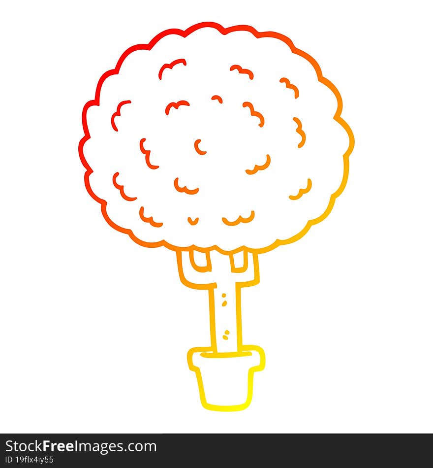 warm gradient line drawing cartoon tree