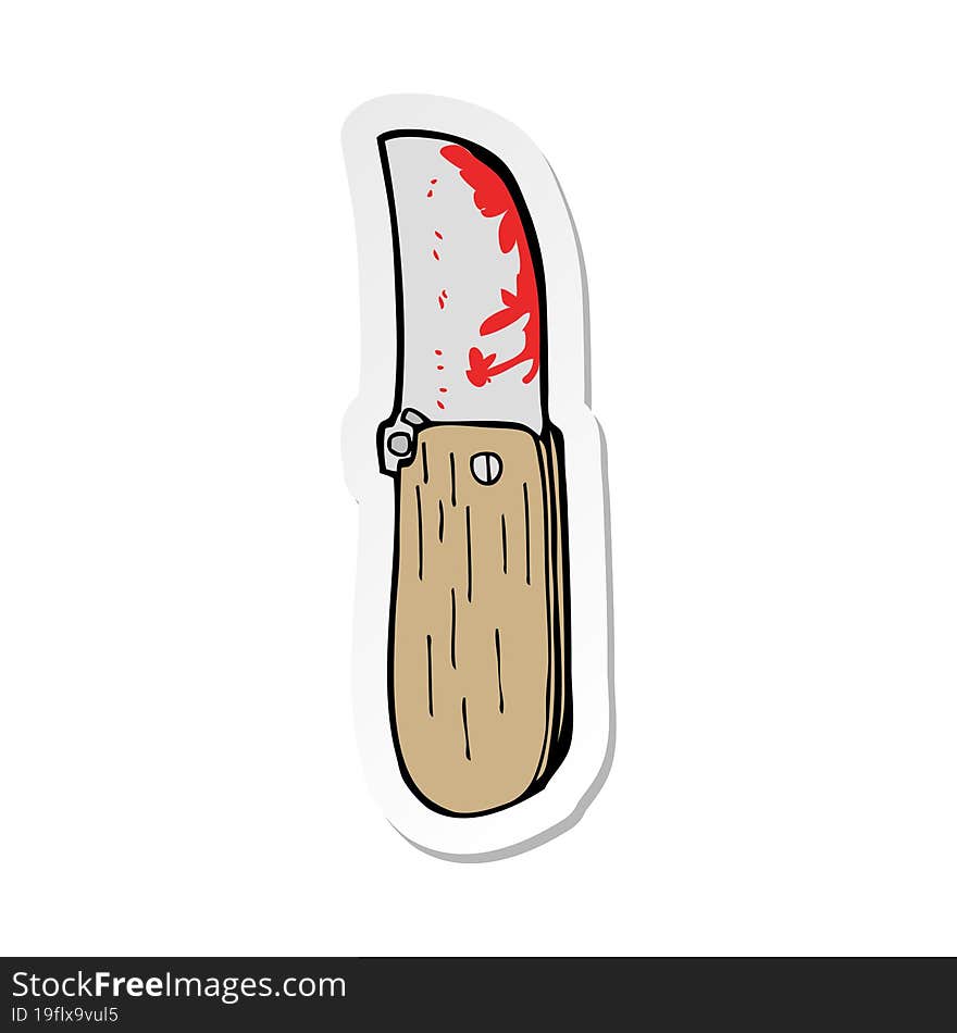 sticker of a cartoon folding knife