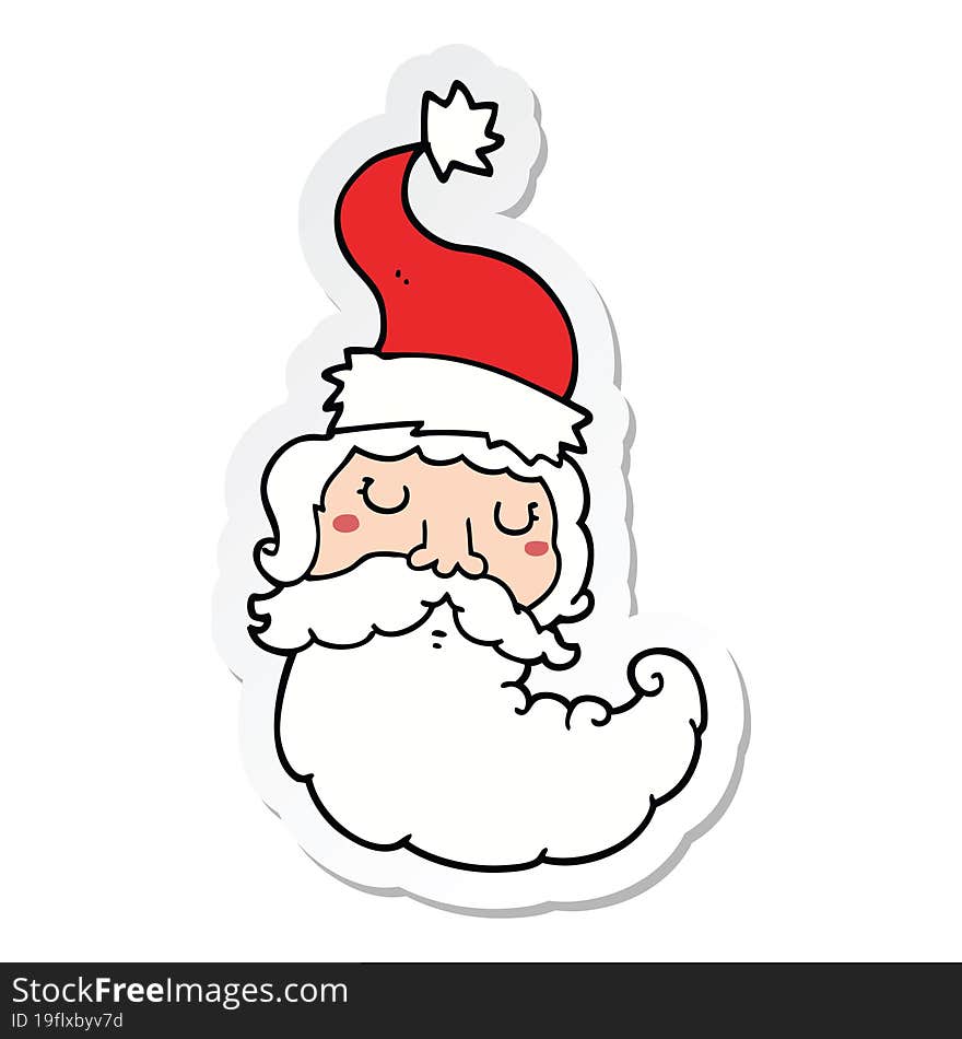 Sticker Of A Cartoon Santa Face