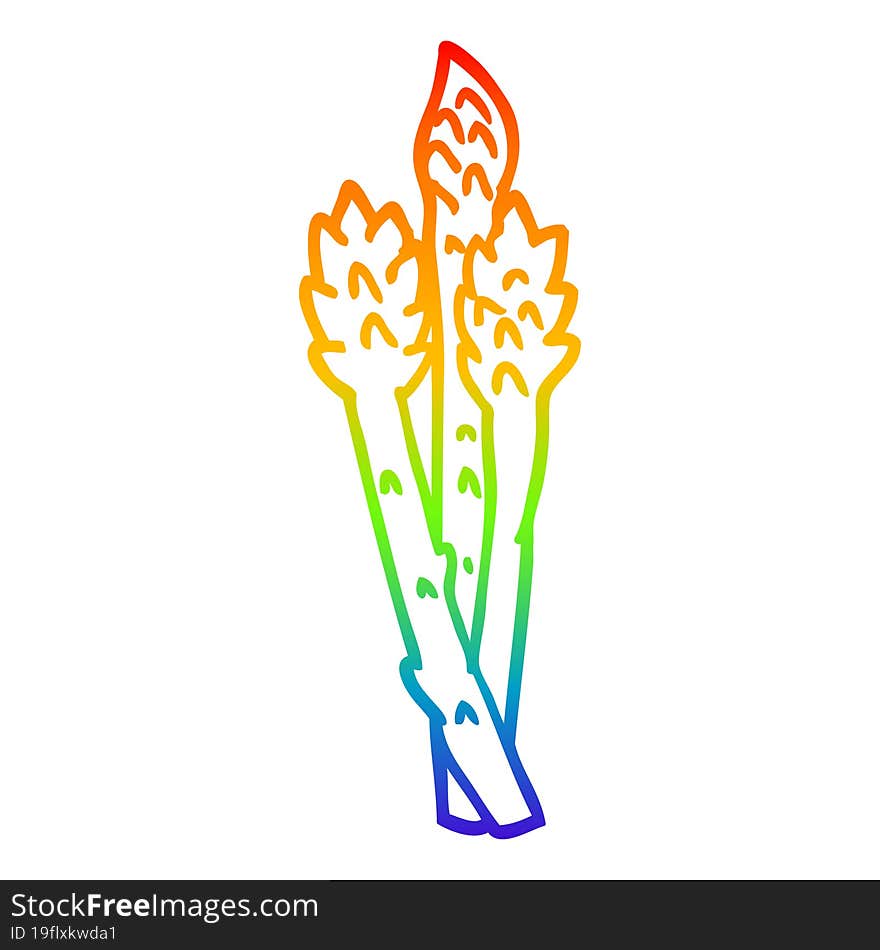 rainbow gradient line drawing cartoon asparagus plant