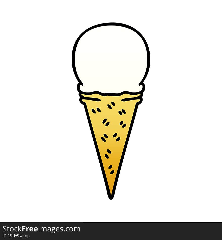 Quirky Gradient Shaded Cartoon Vanilla Ice Cream Cone