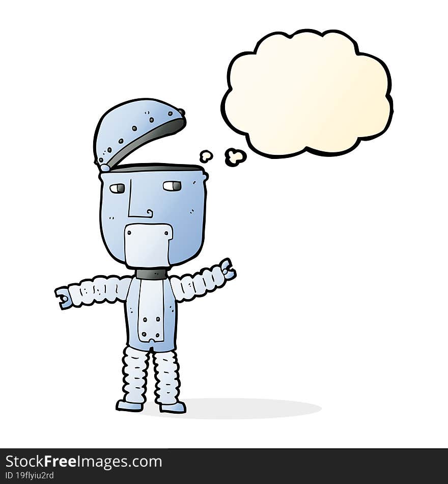 cartoon robot with thought bubble