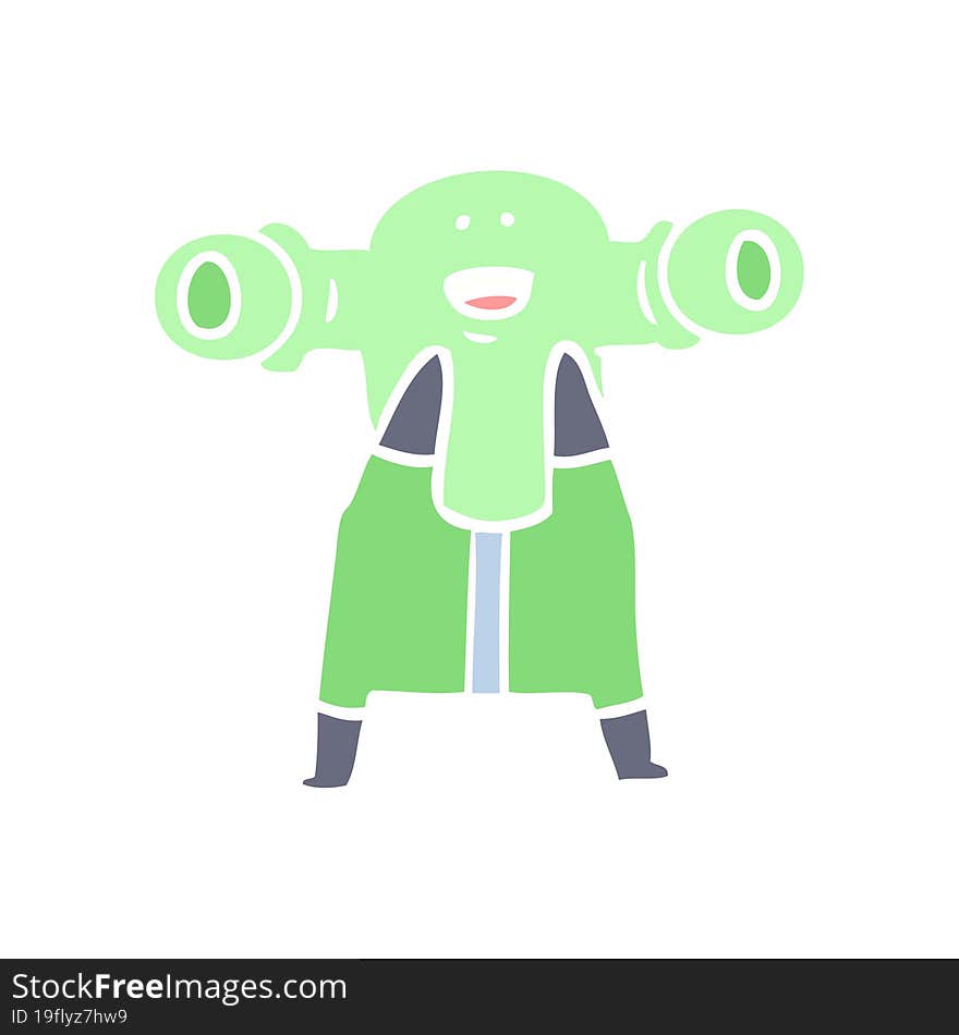 Friendly Flat Color Style Cartoon Alien