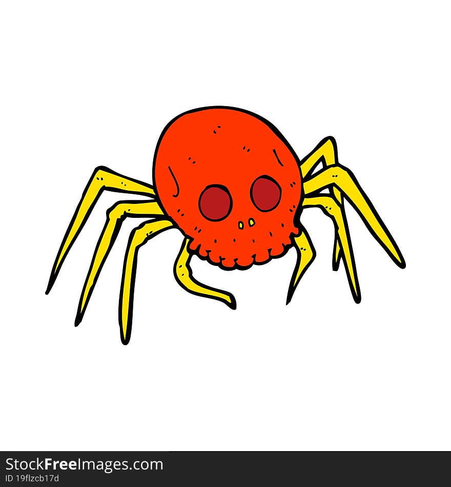 Cartoon Spooky Halloween Skull Spider