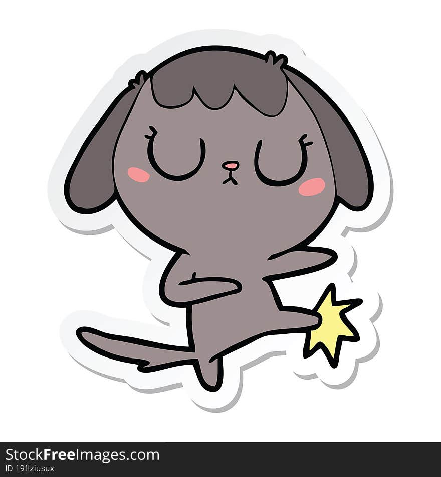 Sticker Of A Cute Cartoon Dog