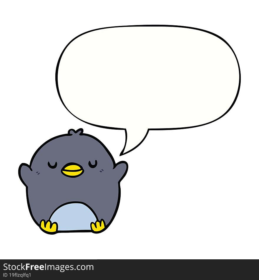 cute cartoon penguin and speech bubble