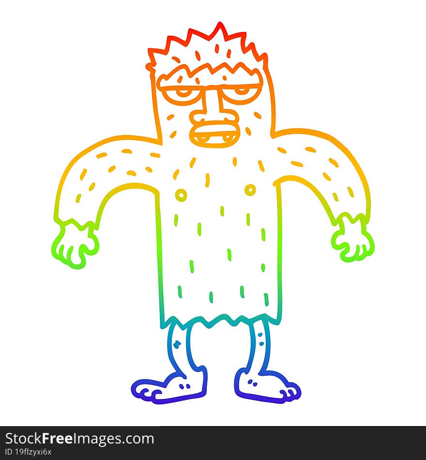 rainbow gradient line drawing cartoon bigfoot creature