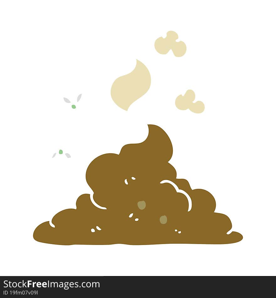 flat color illustration of a cartoon steaming pile of poop