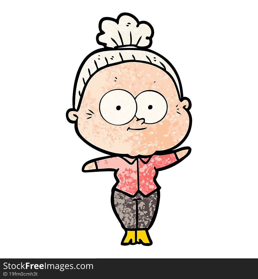 cartoon happy old woman. cartoon happy old woman