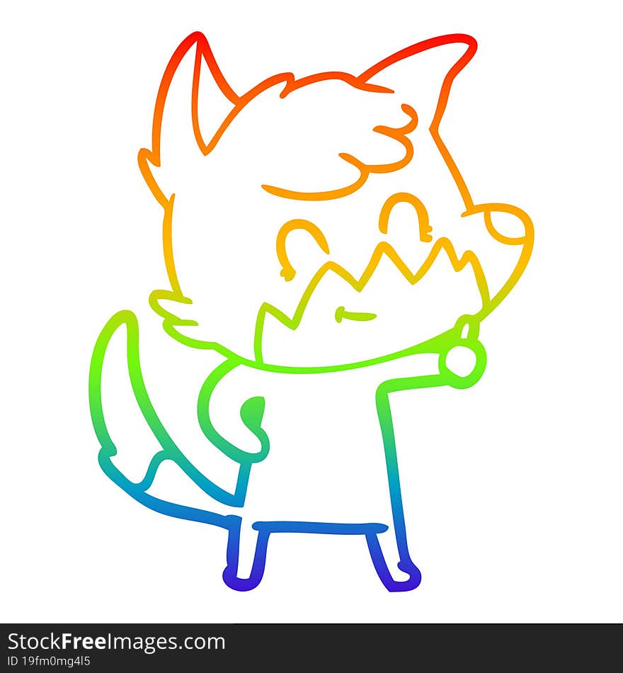 rainbow gradient line drawing cartoon friendly fox