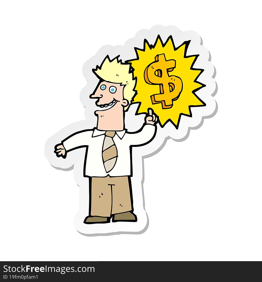 Sticker Of A Making Money Cartoon