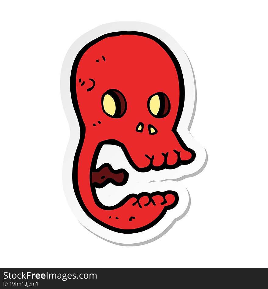 sticker of a funny cartoon skull