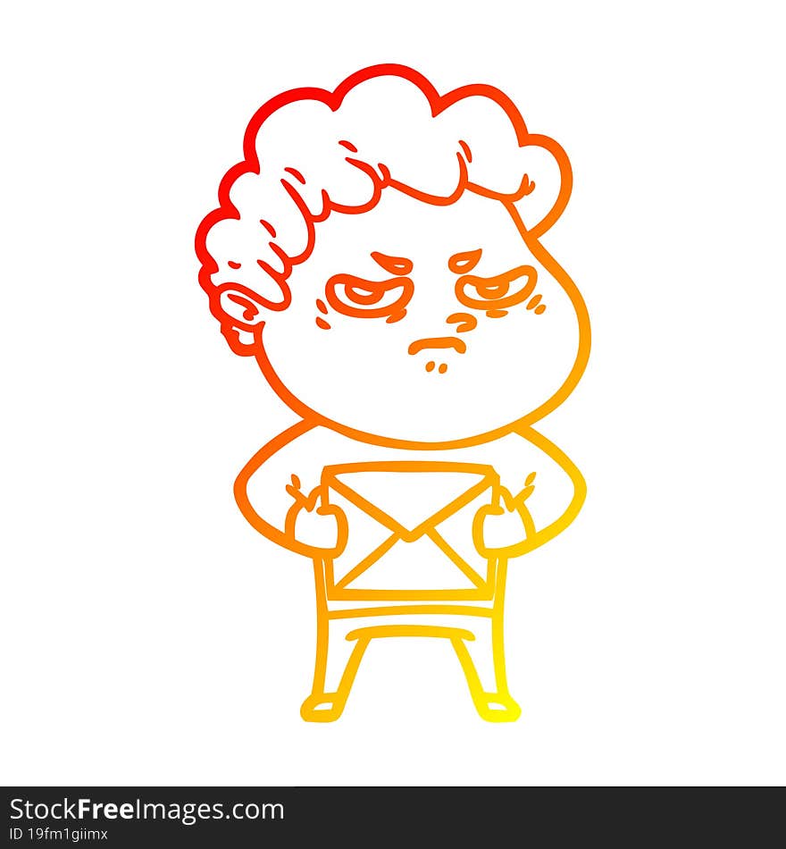 warm gradient line drawing cartoon angry man