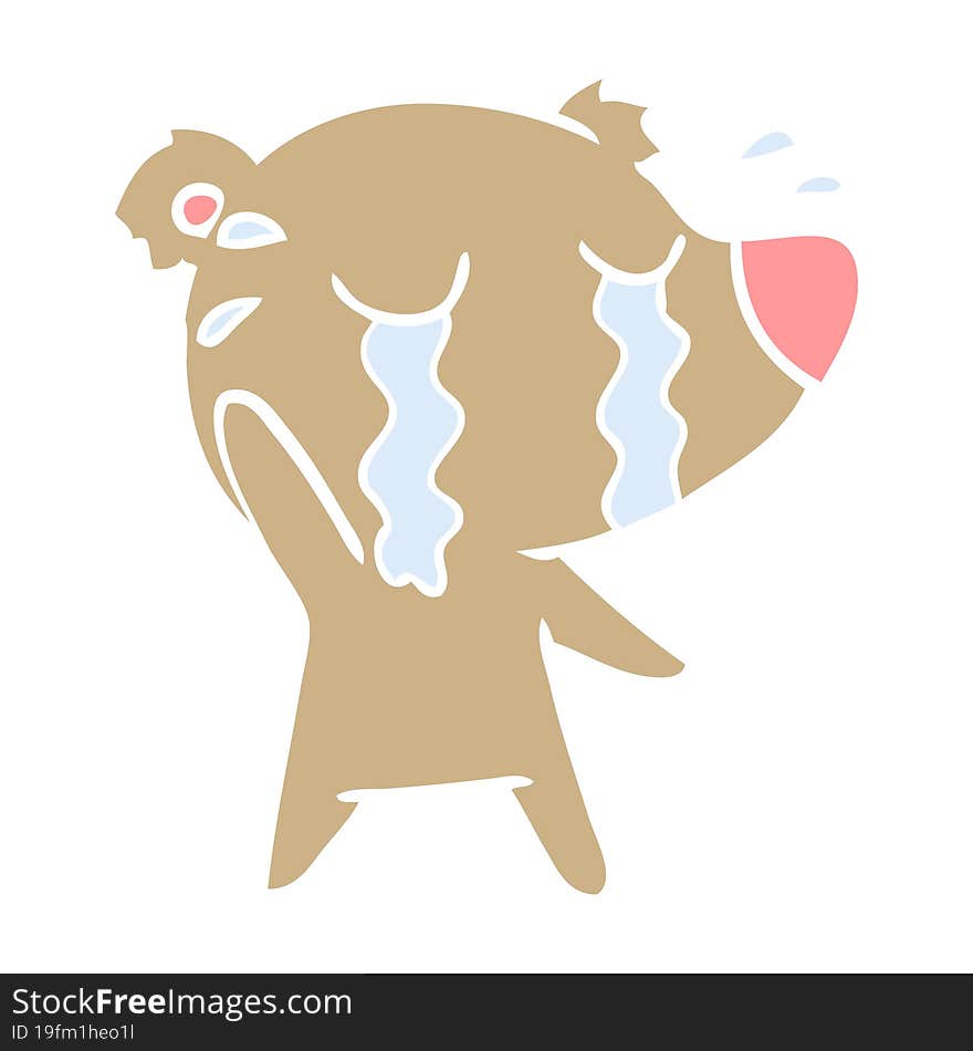 flat color style cartoon crying bear