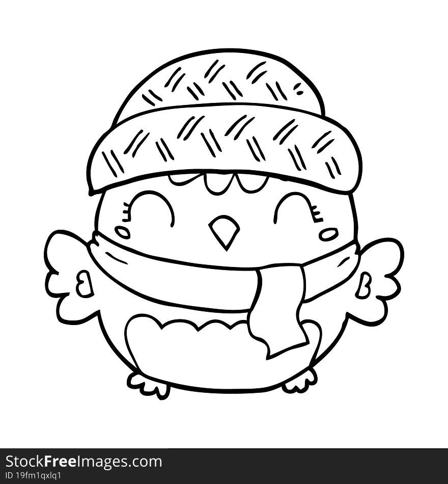 Cute Cartoon Owl In Hat