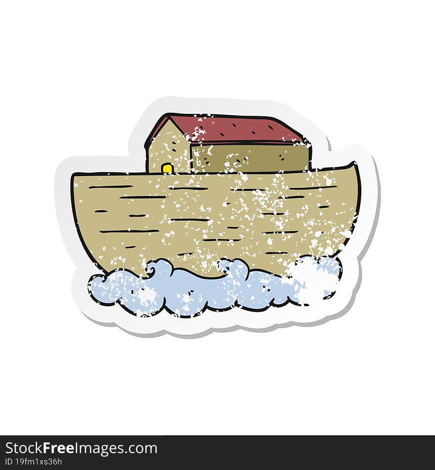 retro distressed sticker of a cartoon noahs ark