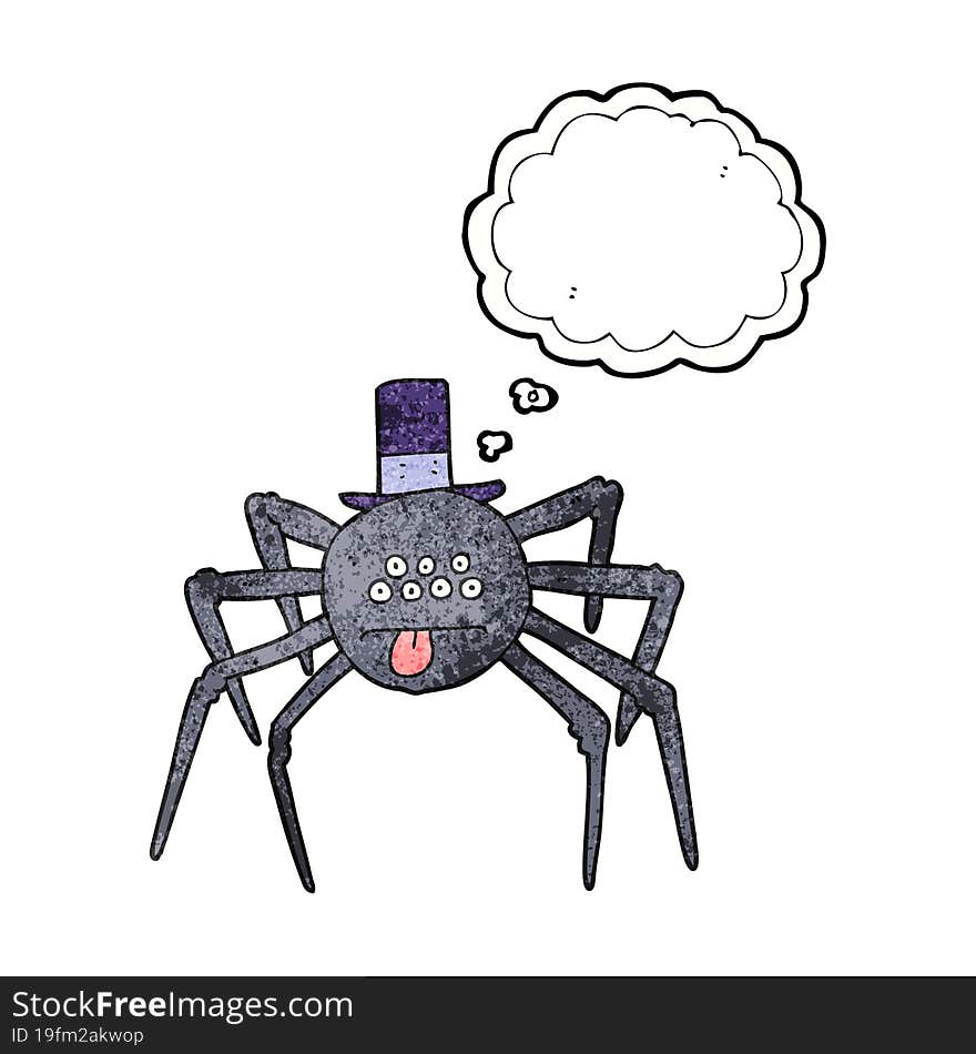 thought bubble textured cartoon halloween spider in top hat