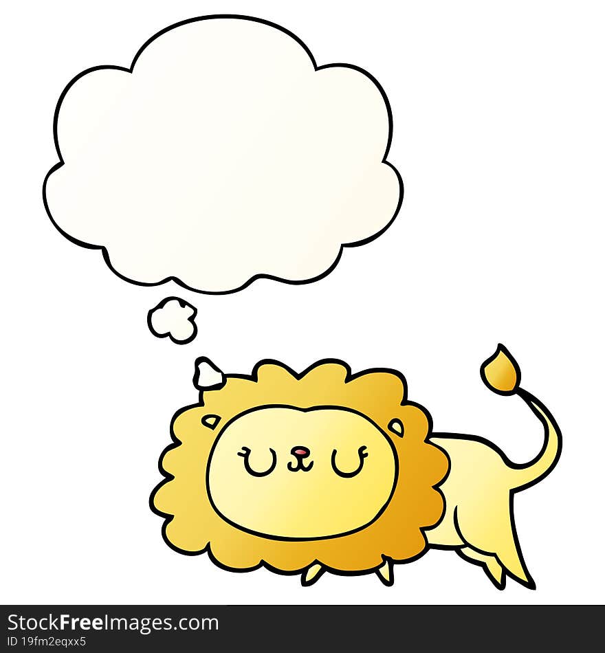 cartoon lion and thought bubble in smooth gradient style