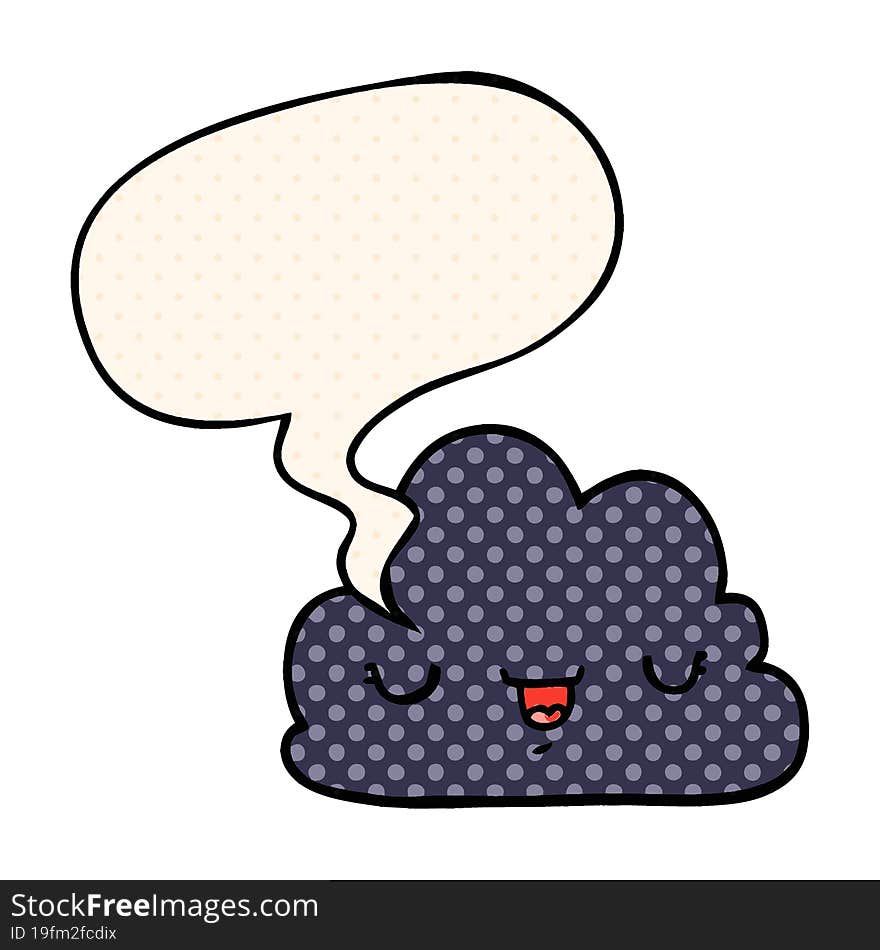 cute cartoon cloud and speech bubble in comic book style