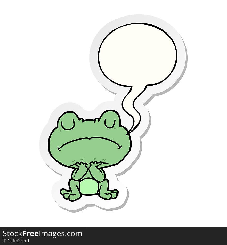 cartoon frog waiting patiently with speech bubble sticker