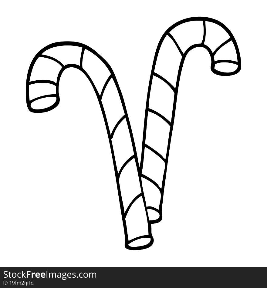 line drawing cartoon xmas candy cane