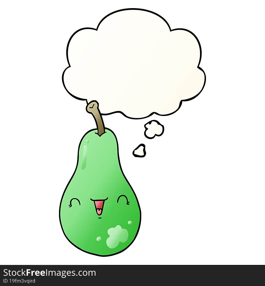 cartoon pear and thought bubble in smooth gradient style