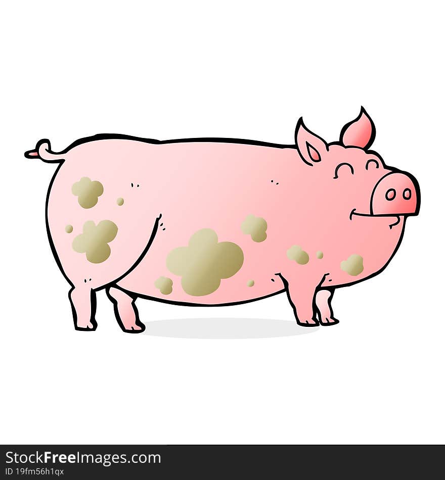 freehand drawn cartoon muddy pig