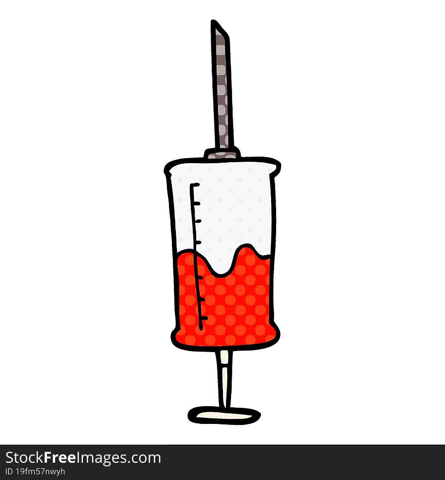 cartoon doodle syringe of blood