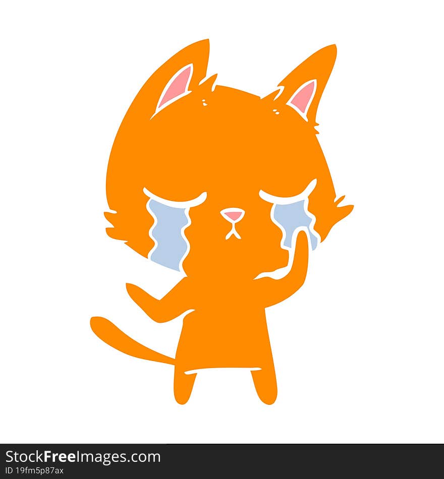 crying flat color style cartoon cat