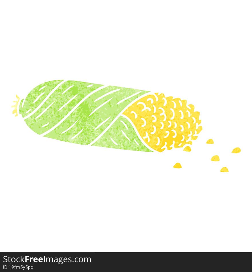 retro cartoon doodle of fresh corn on the cob