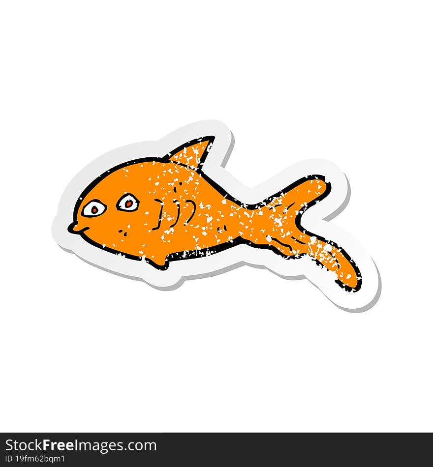 retro distressed sticker of a cartoon fish