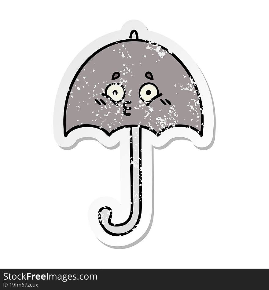 Distressed Sticker Of A Cute Cartoon Umbrella