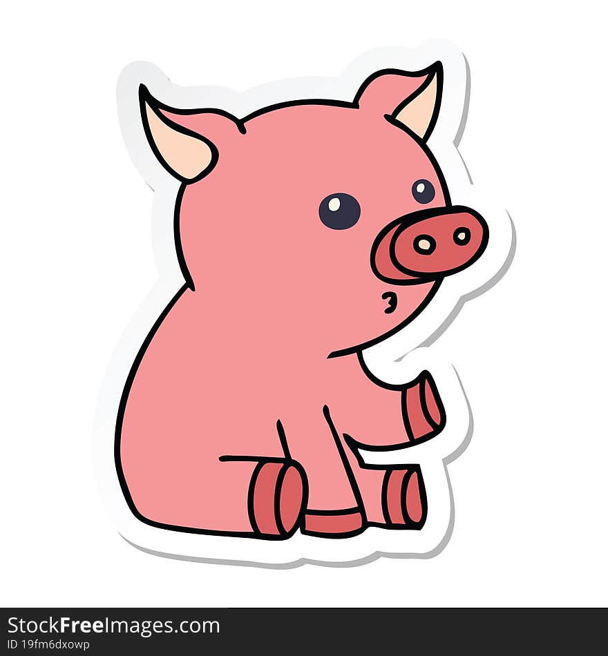 sticker of a quirky hand drawn cartoon pig