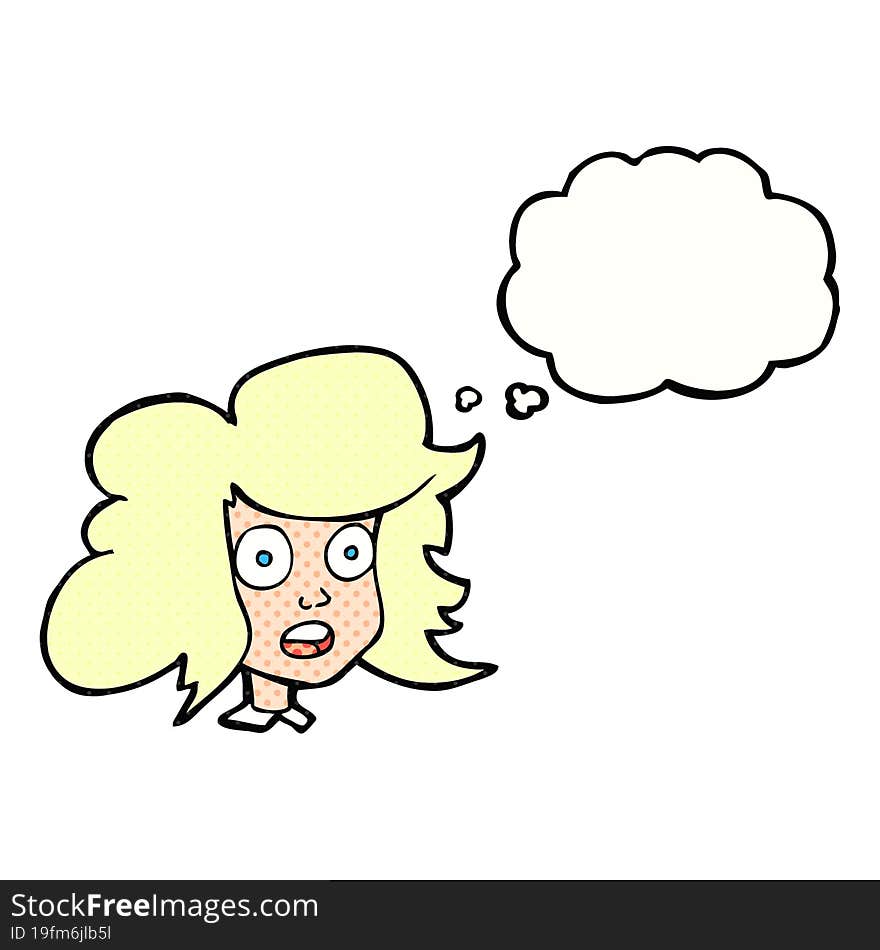 thought bubble cartoon surprised female face