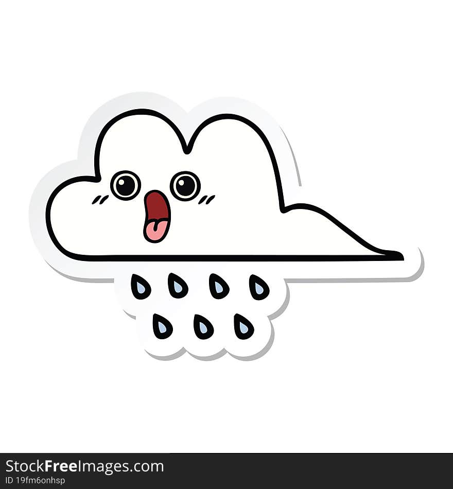 Sticker Of A Cute Cartoon Rain Cloud