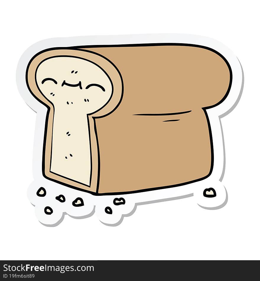 Sticker Of A Cartoon Loaf Of Bread