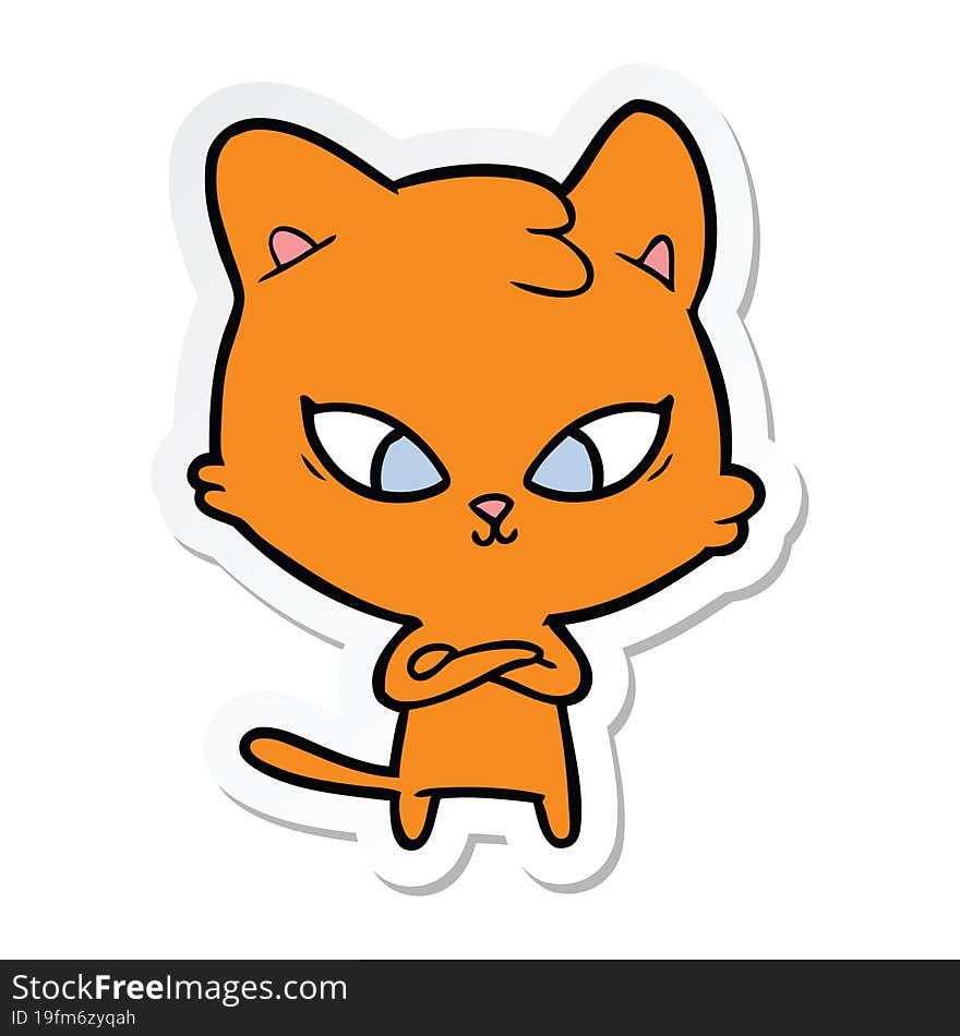 Sticker Of A Cute Cartoon Cat