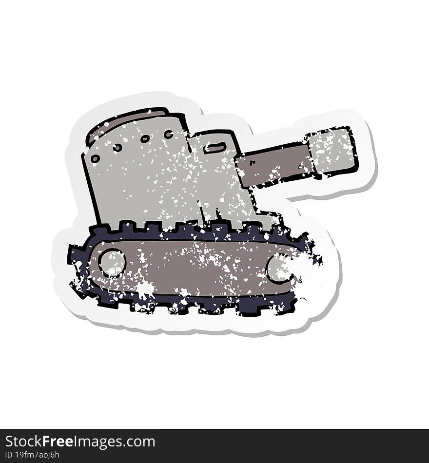 retro distressed sticker of a cartooon army tank