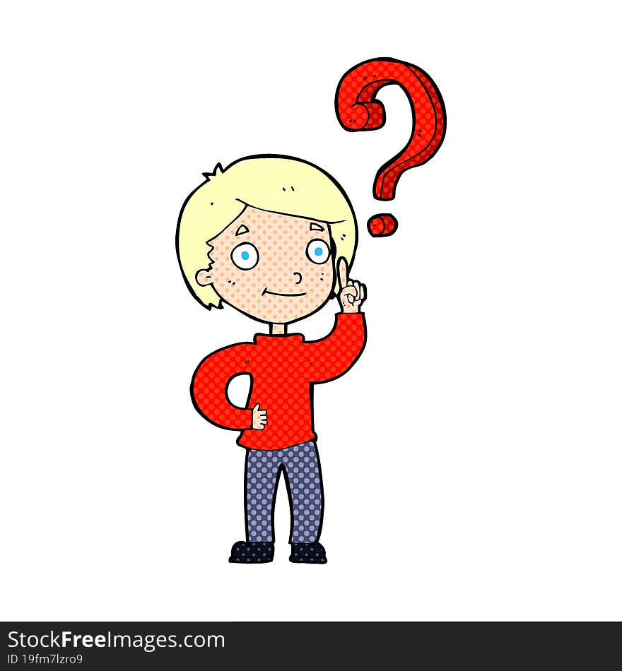 Cartoon Boy Asking Question