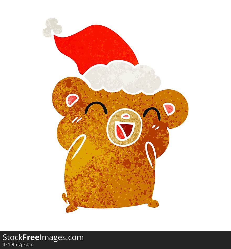 christmas retro cartoon of kawaii bear