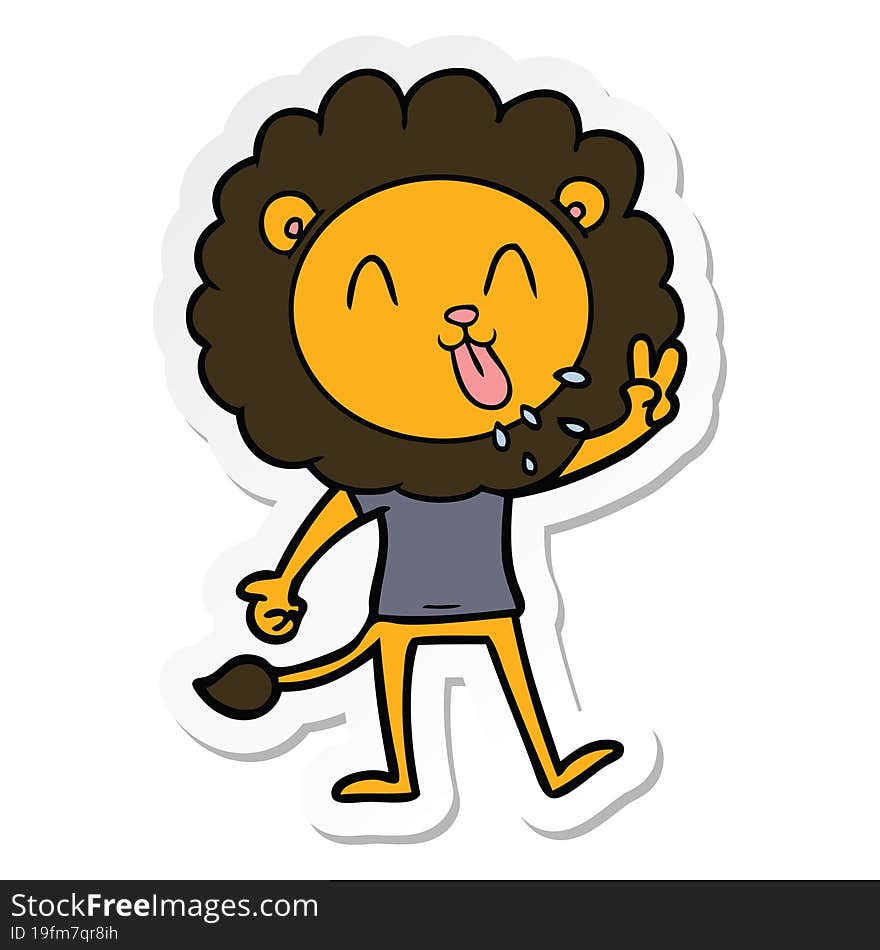 sticker of a happy cartoon lion