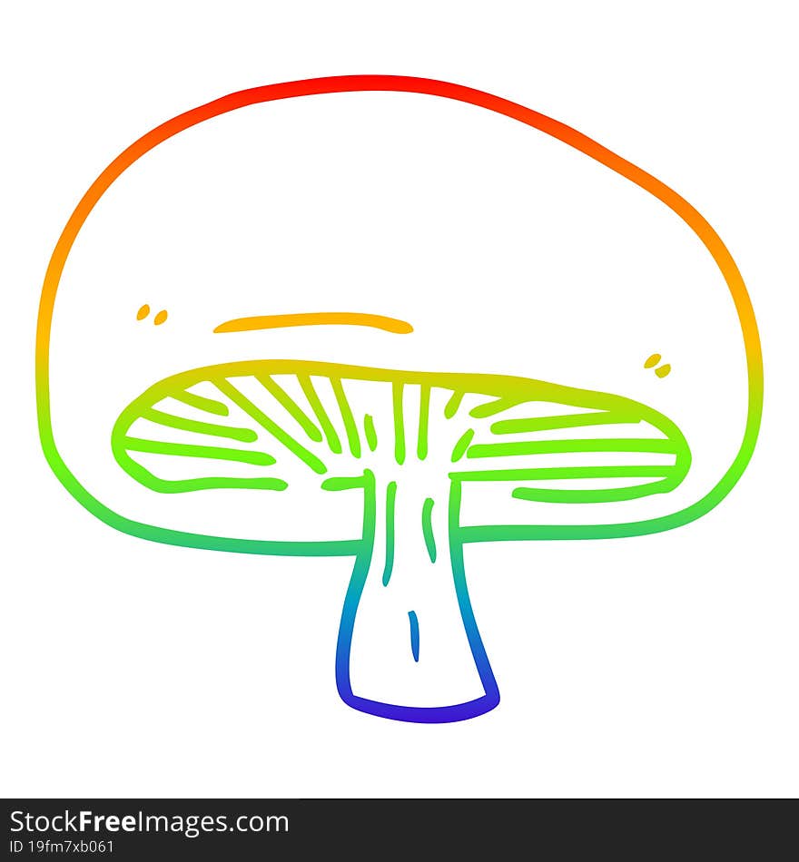 rainbow gradient line drawing of a cartoon mushroom