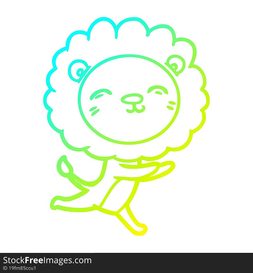 cold gradient line drawing cartoon running lion