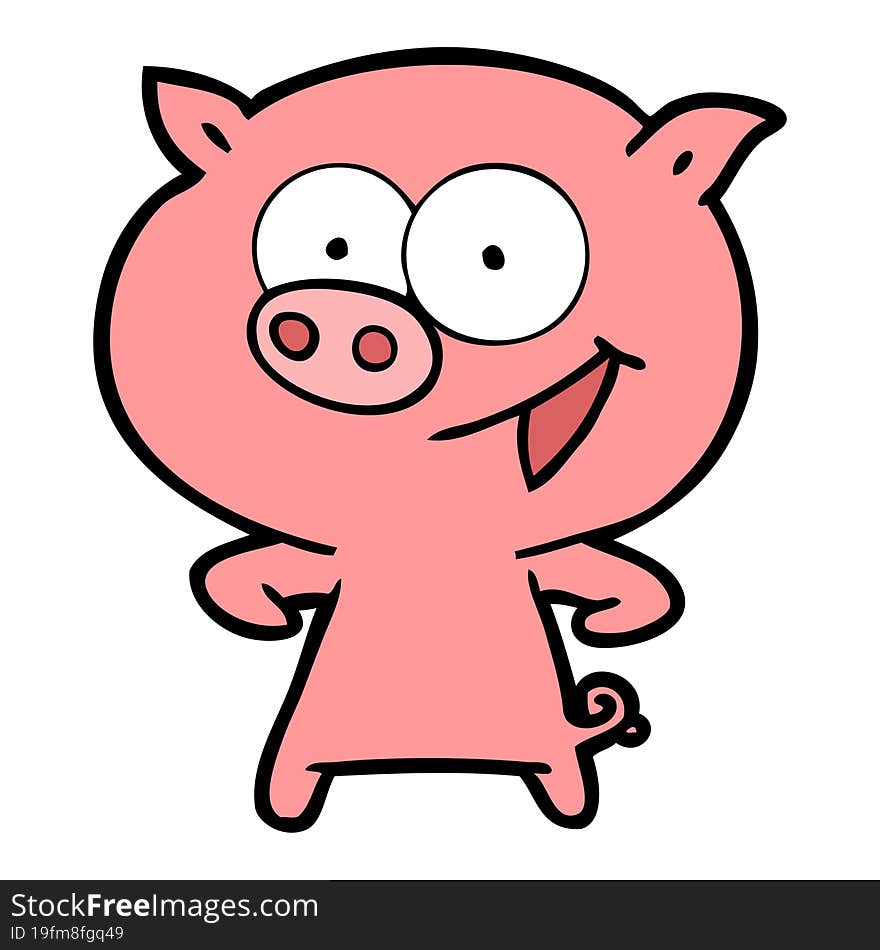 cheerful pig cartoon. cheerful pig cartoon