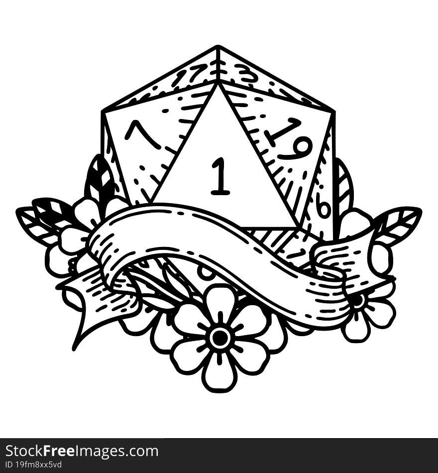 natural one d20 dice roll illustration