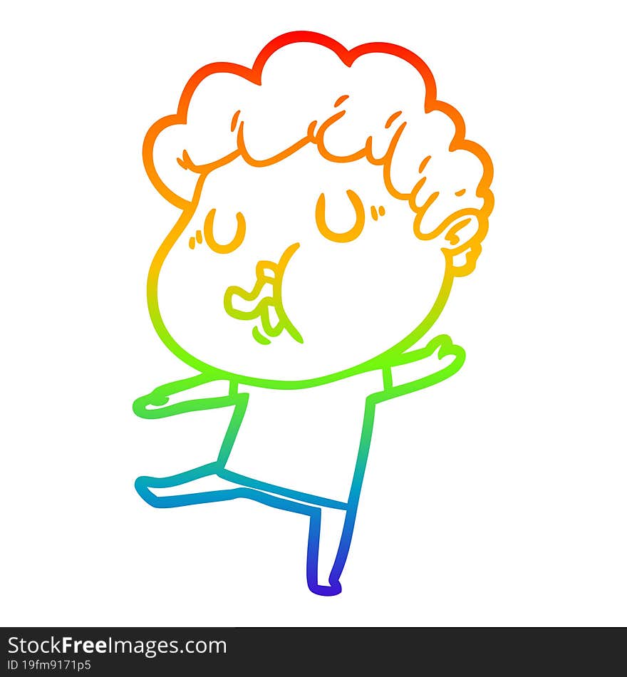 rainbow gradient line drawing cartoon man singing